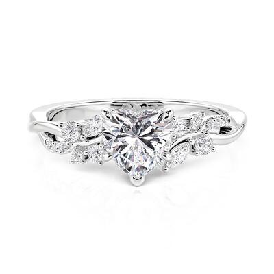 Juelvia Romantic Twist Vine Heart Shaped Engagement Ring