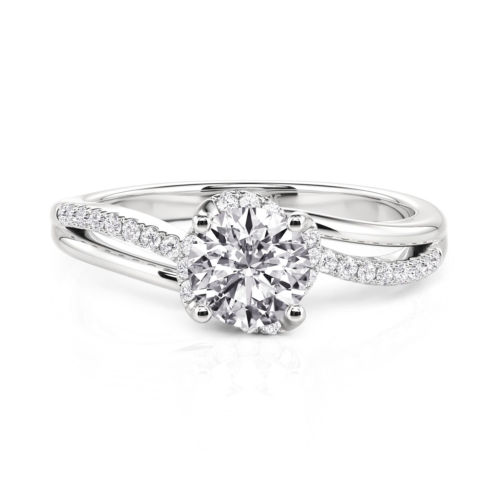 Wave Swirl Twist Round Cut Engagement Ring