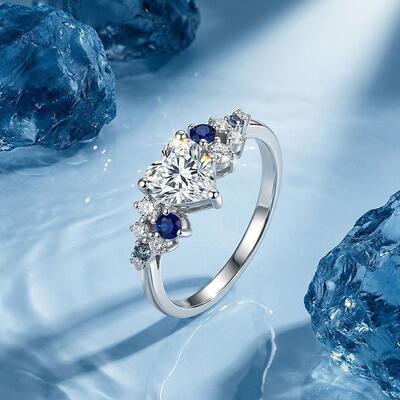 Juelvia Olivetta Heart Promise Ring Sterling Silver