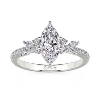 Juelvia “Glacier Aurora” Cluster Marquise Cut Engagement Ring