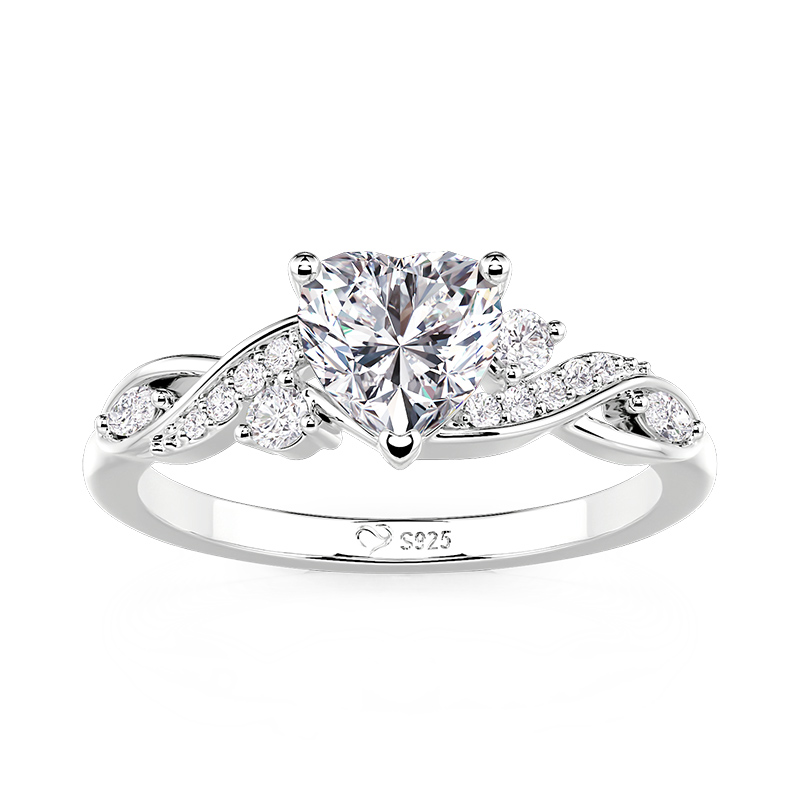 Infinity Twisted Three-Stone Heart Cut Engagement Ring