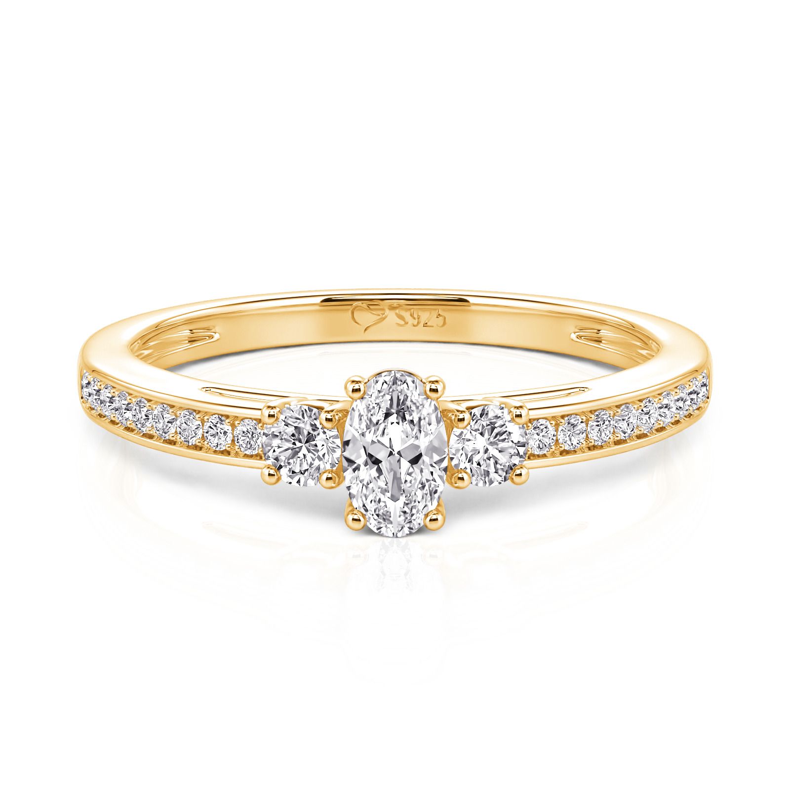 Minimalist Three Stone Oval Promise Ring