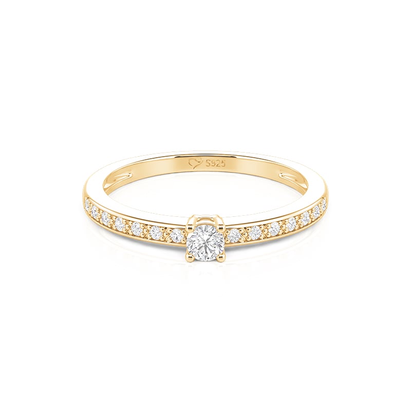 Minimalist Round Cut Pave Gold Promise Ring