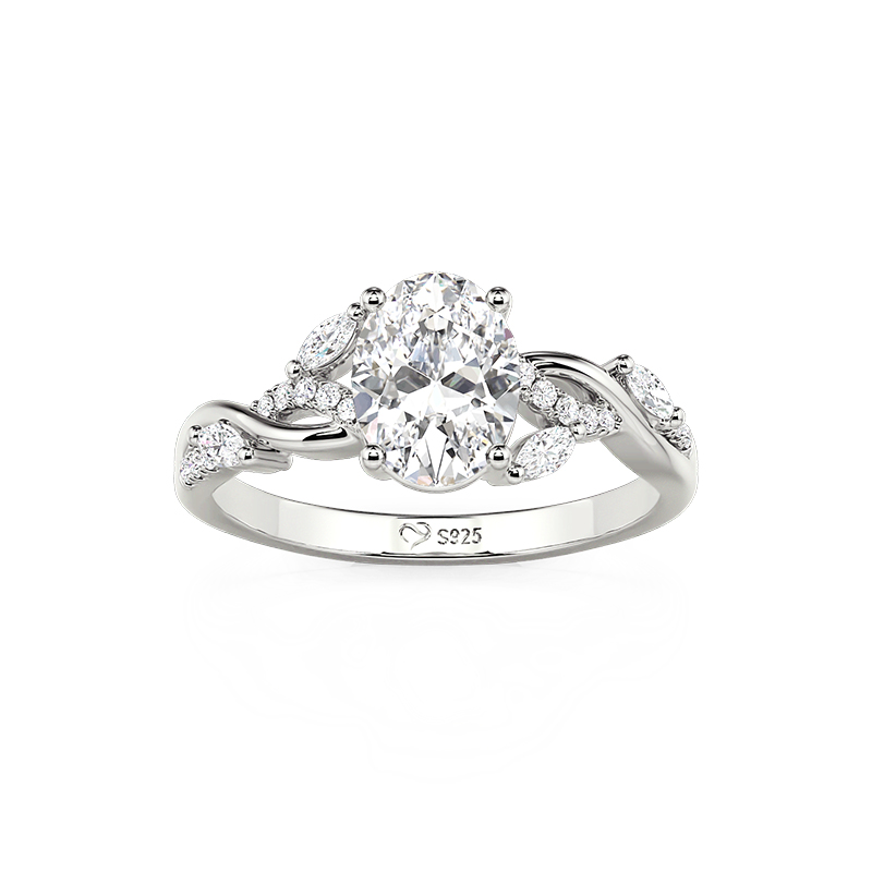 Juelvia Twist Leaf‑Inspired Oval Cut Engagement Ring