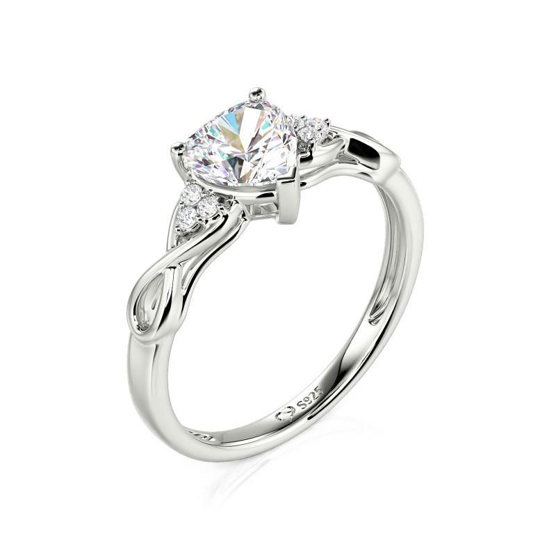 Juelvia Custom Infinity Twist Heart Ring with Side Stones