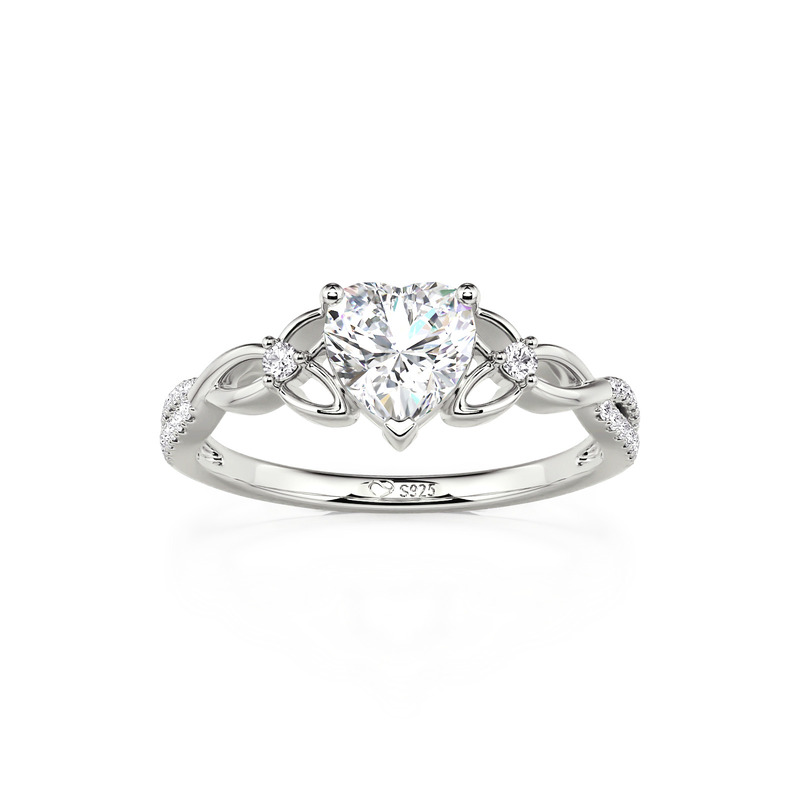 Juelvia Infinity Celtic Knot Heart Cut Engagement Ring Sterling Silver