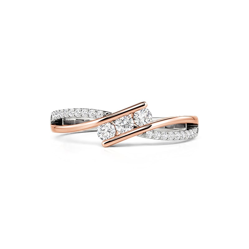 Bypass Twist Two Tone Three Stone Wedding Band