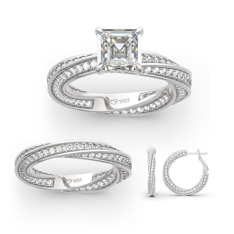 Juelvia Twist Design Sterling Silver Jewelry Set