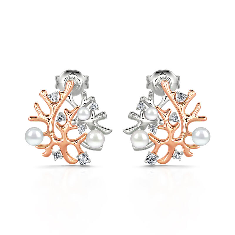 Juelvia "Coral Reefs" Cultured Pearl Sterling Silver Jewelry Set