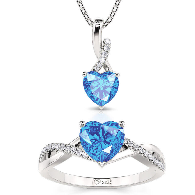 "Eternal Heart" Twist Custom Ring and Necklace Jewelry Set