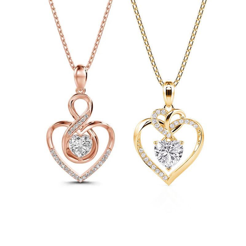 Custom Heart Mother and Daughter Necklace Set