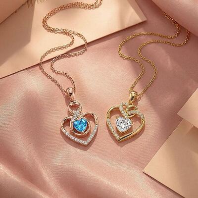 Juelvia Custom Heart Mother and Daughter Necklace Set