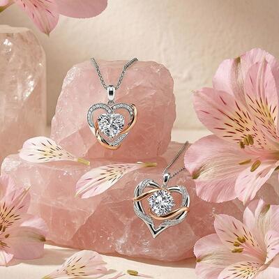 Juelvia Custom Classic Two Tone Heart Necklace Set