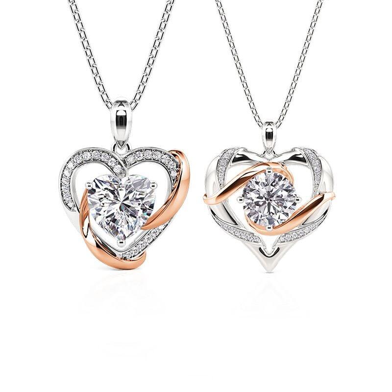 Custom Classic Two Tone Heart Necklace Set