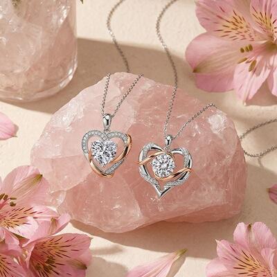 Juelvia Custom Classic Two Tone Heart Necklace Set