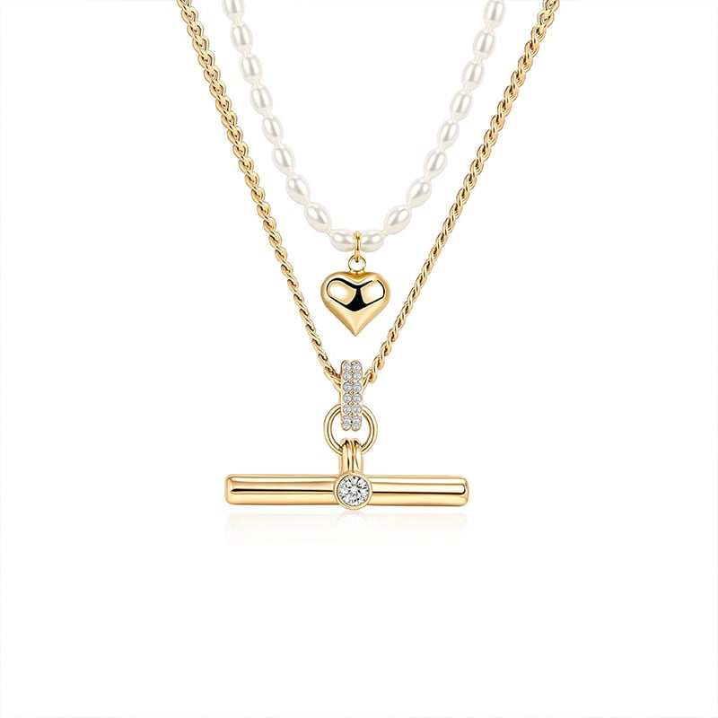 Gold T Bar Necklace - view 1