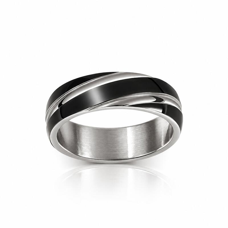 Black Simple Titanium Steel Men's Band