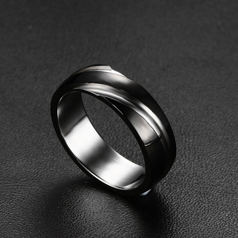 Juelvia Black Simple Titanium Steel Men's Band