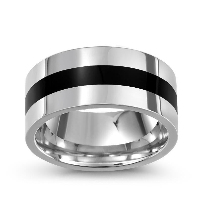 Juelvia Polished Two Tone Titanium Steel Men's Band