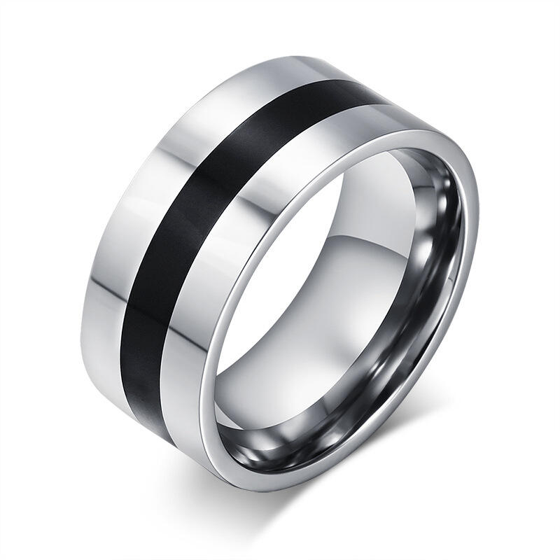 Juelvia Polished Two Tone Titanium Steel Men's Band