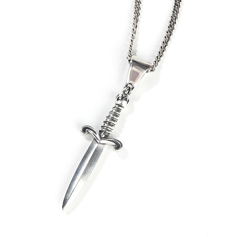 Juelvia Dagger Sterling Silver Men's Necklace