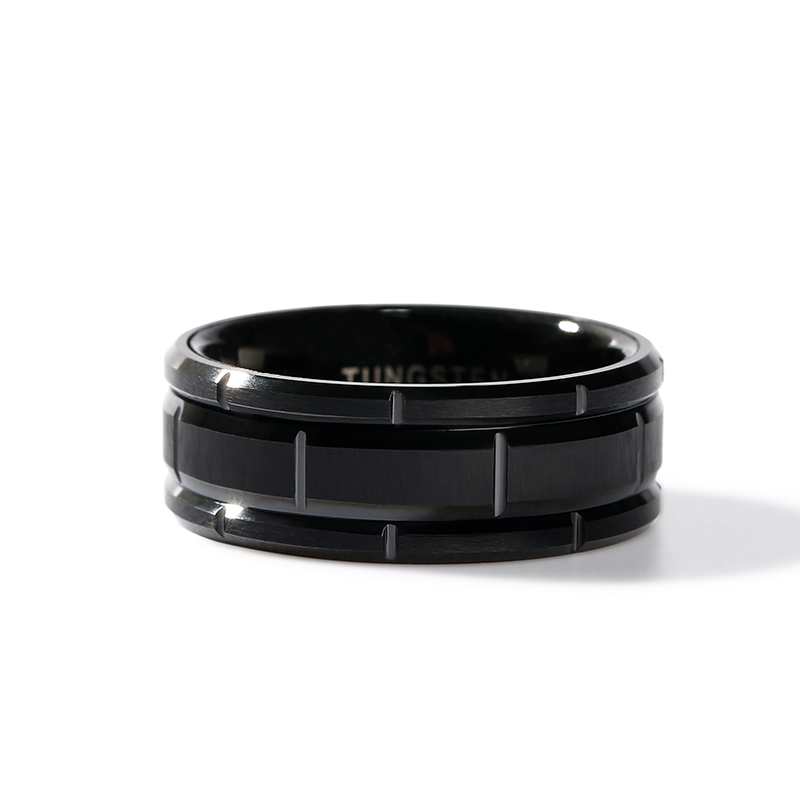 Black Tire Design Tungsten Steel Men's Band