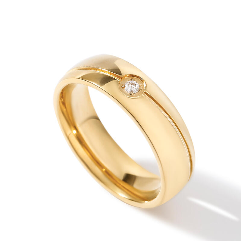 Juelvia Simple Solitaire Titanium Steel Men's Band