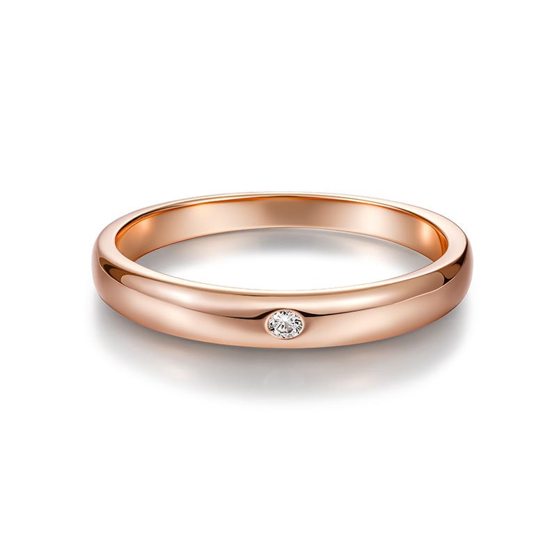 Minimalist Round Cut Men's Rose Gold Wedding Band