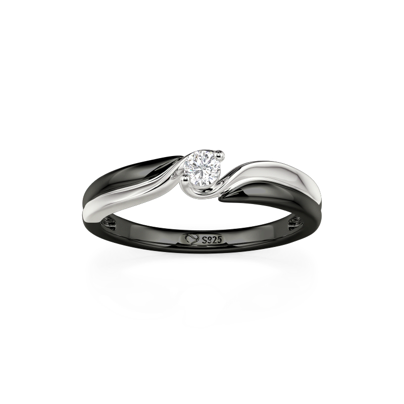 Juelvia Parallel Meet Two-Tone Men's Bypass Wedding Band