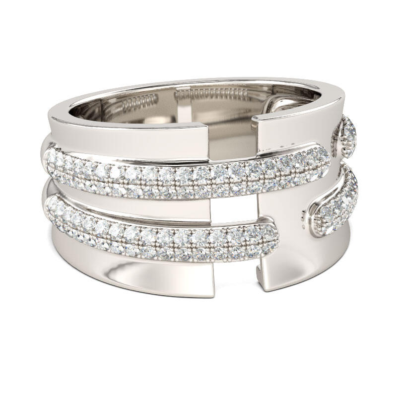 Juelvia Wide Round Cut Sterling Silver Women's Band