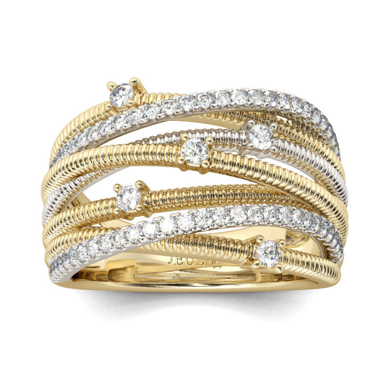 Thread Design Two Tone Sterling Silver Women's Band