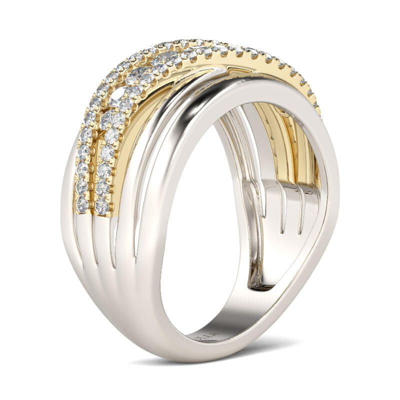Juelvia Two Tone Intertwined Sterling Silver Women's Band