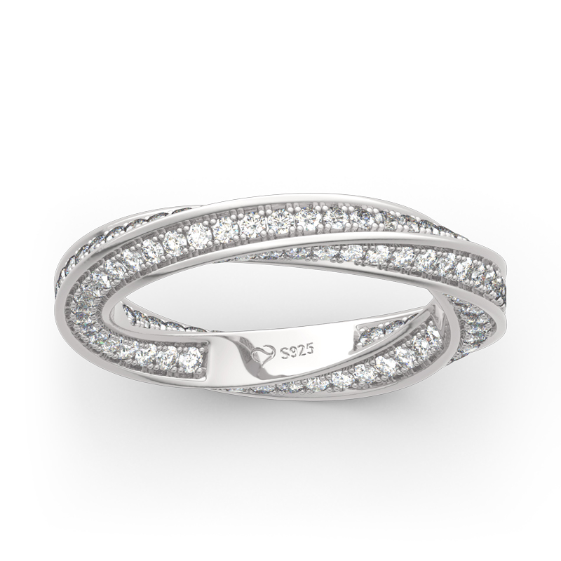 Simple Twist Design Sterling Silver Women's Band