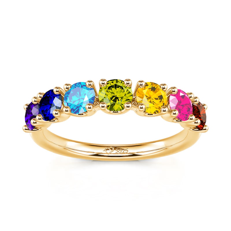 Multi-Stone Rainbow Sterling Silver Women's Band