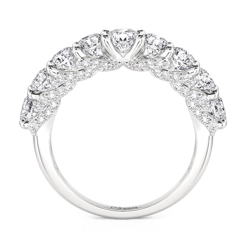 Simple Hidden Halo Round Cut Wedding Band for Women