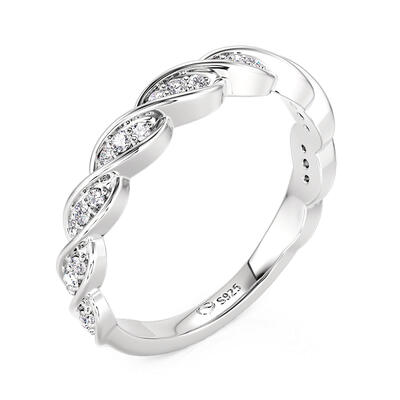 Juelvia Simple Twist Design Wedding Band Sterling Silver
