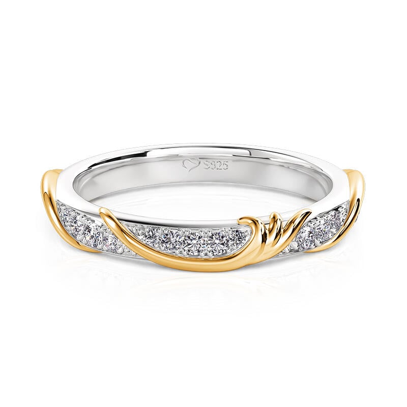 Two Tone Gold Leaf Wedding Band