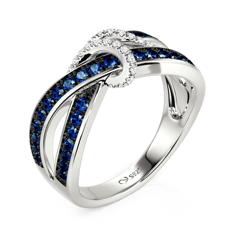 Juelvia Knot Inspired Crossover Eternity Ring for Women