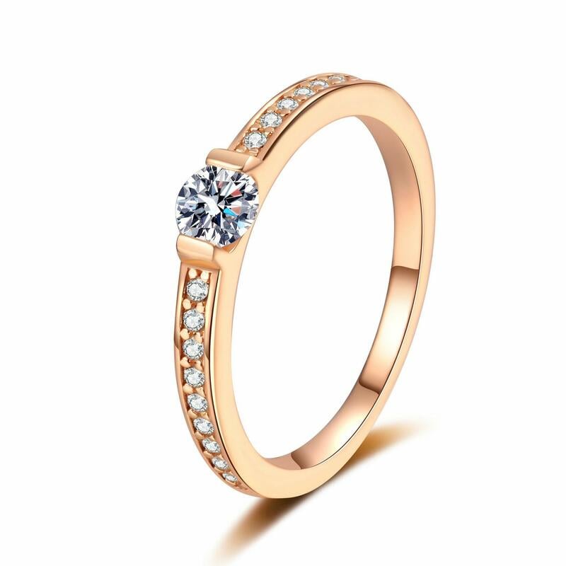 Minimalist Rose Gold Round Cut Men's Eternity Ring Sterling Silver