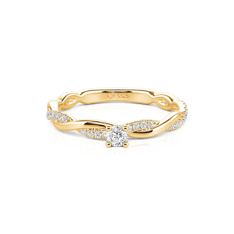 Minimalist Twist Round Cut Engagement Ring
