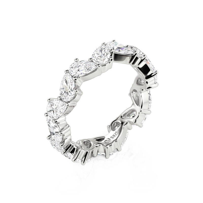 Juelvia Marquise Cut Eternity Band for Women Sterling Silver