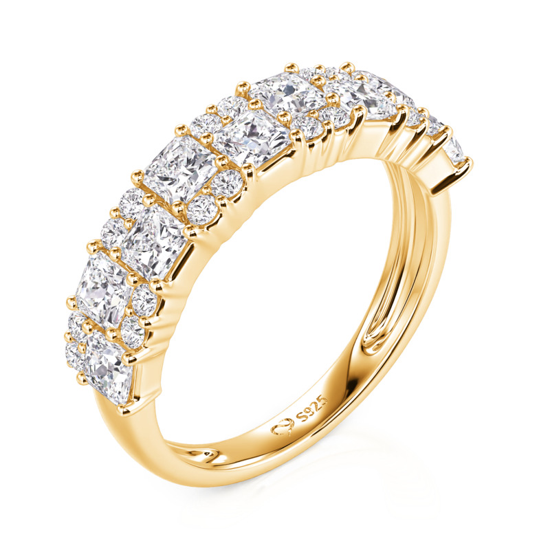 Juelvia Art Deco Asscher Cut Wedding Band for Women