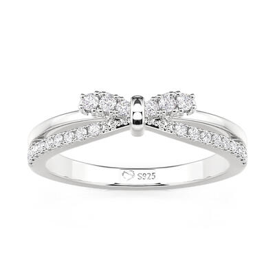 Juelvia Fashion Double‑Row Bow Ring Sterling Silver