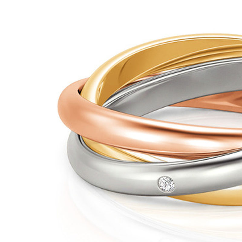 Juelvia Women's Trinity Wedding Band with Round Accents